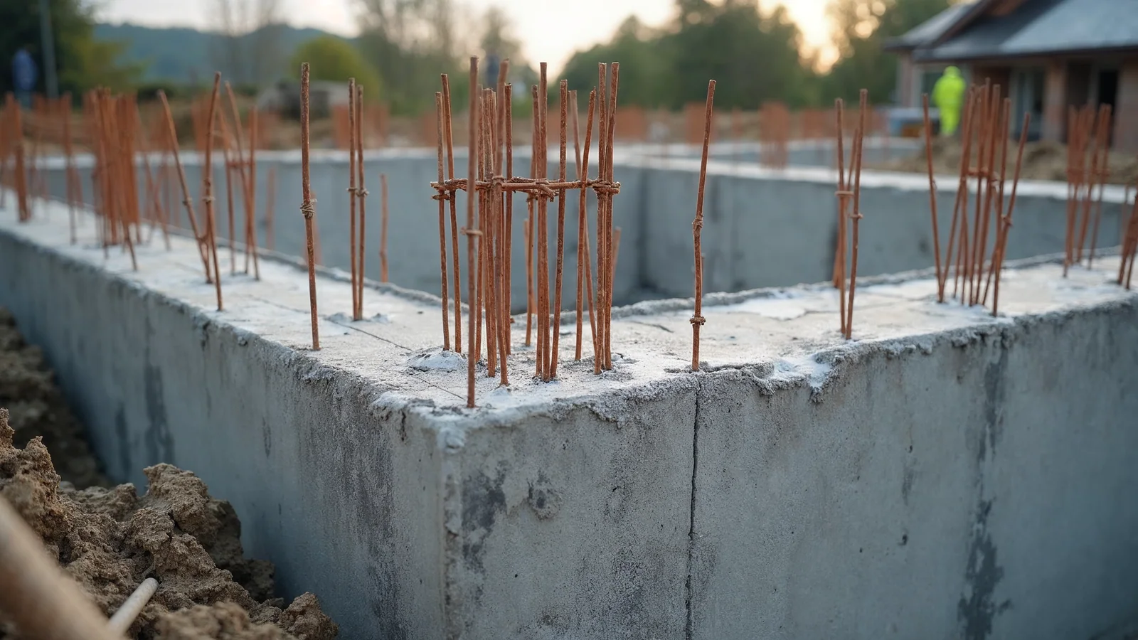 Gotowa płyta fundamentowa przygotowana pod ściany