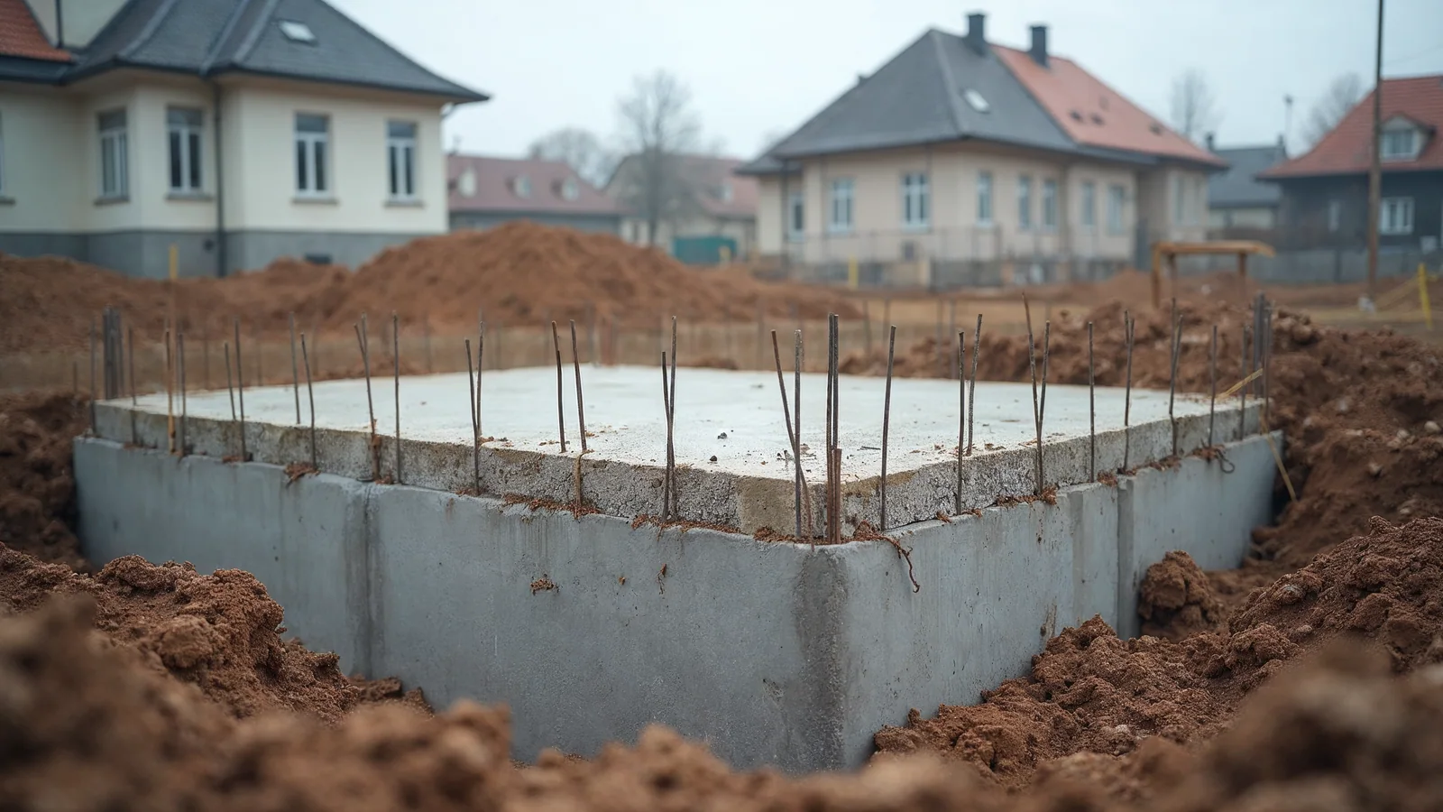 Gotowa płyta fundamentowa przygotowana pod ściany