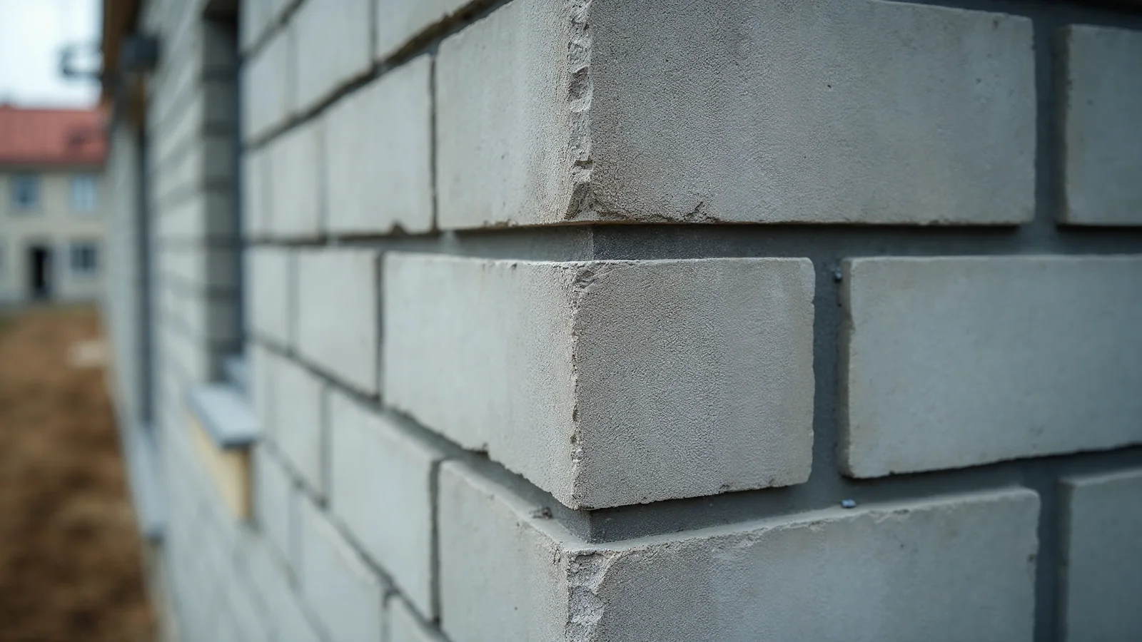 Naroże muru — układ bloczków i spoin