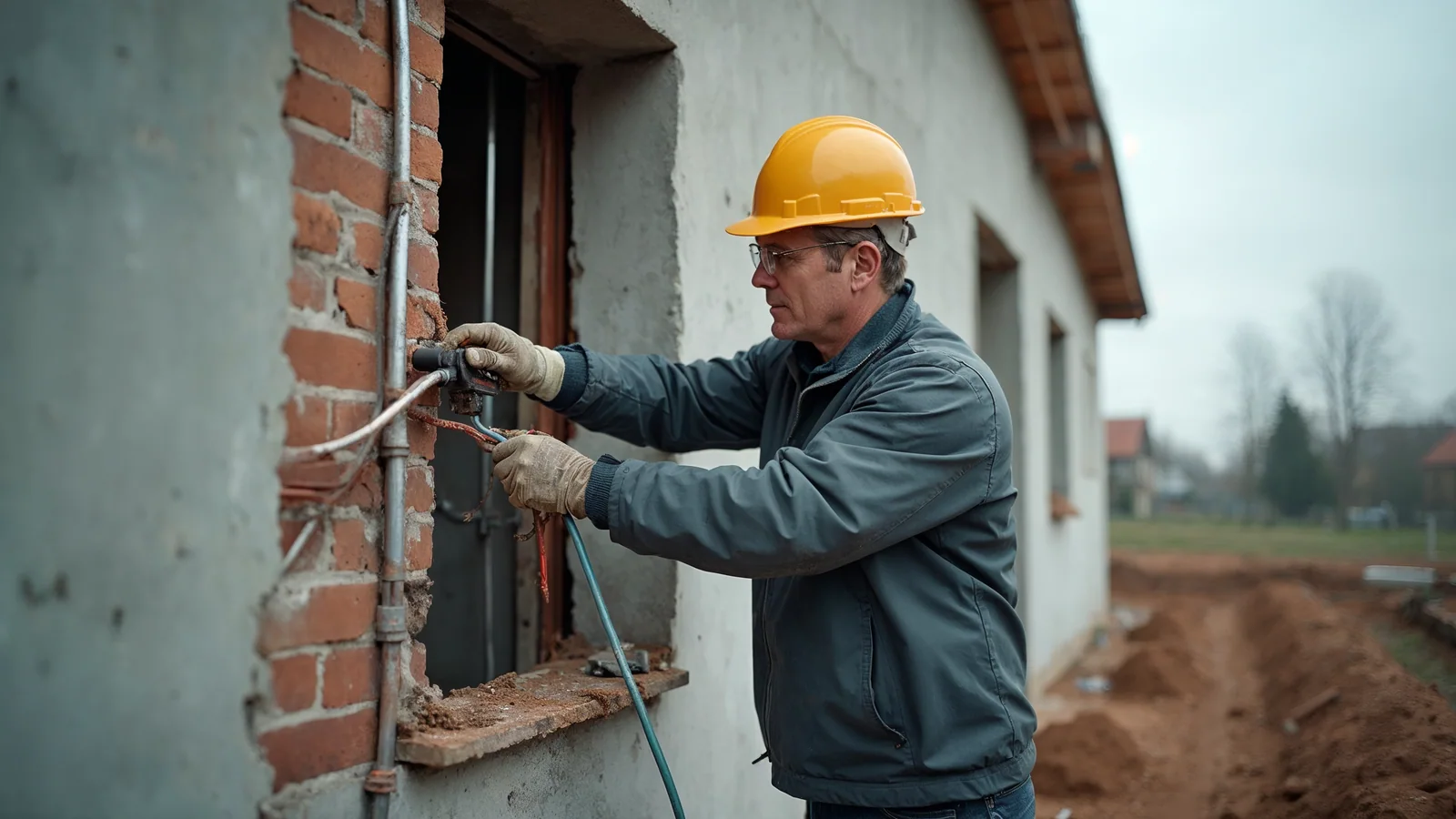 Instalacja elektryczna w nowym domu — co to jest i jakie są etapy? 1 Prowadzenie przewodów w bruzdach ściany murowanej
