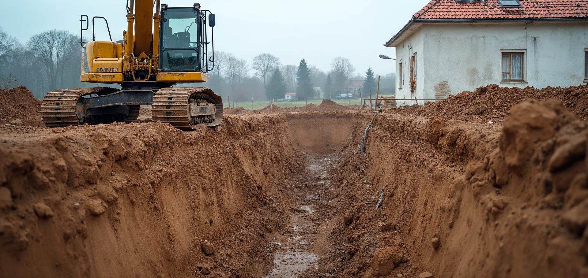 Wykop fundamentowy na działce budowlanej