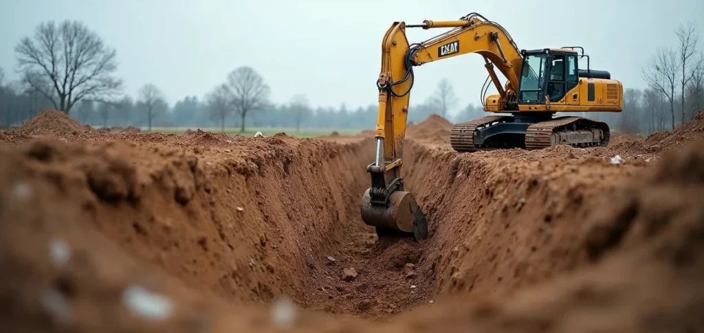 Wykop fundamentowy na działce budowlanej