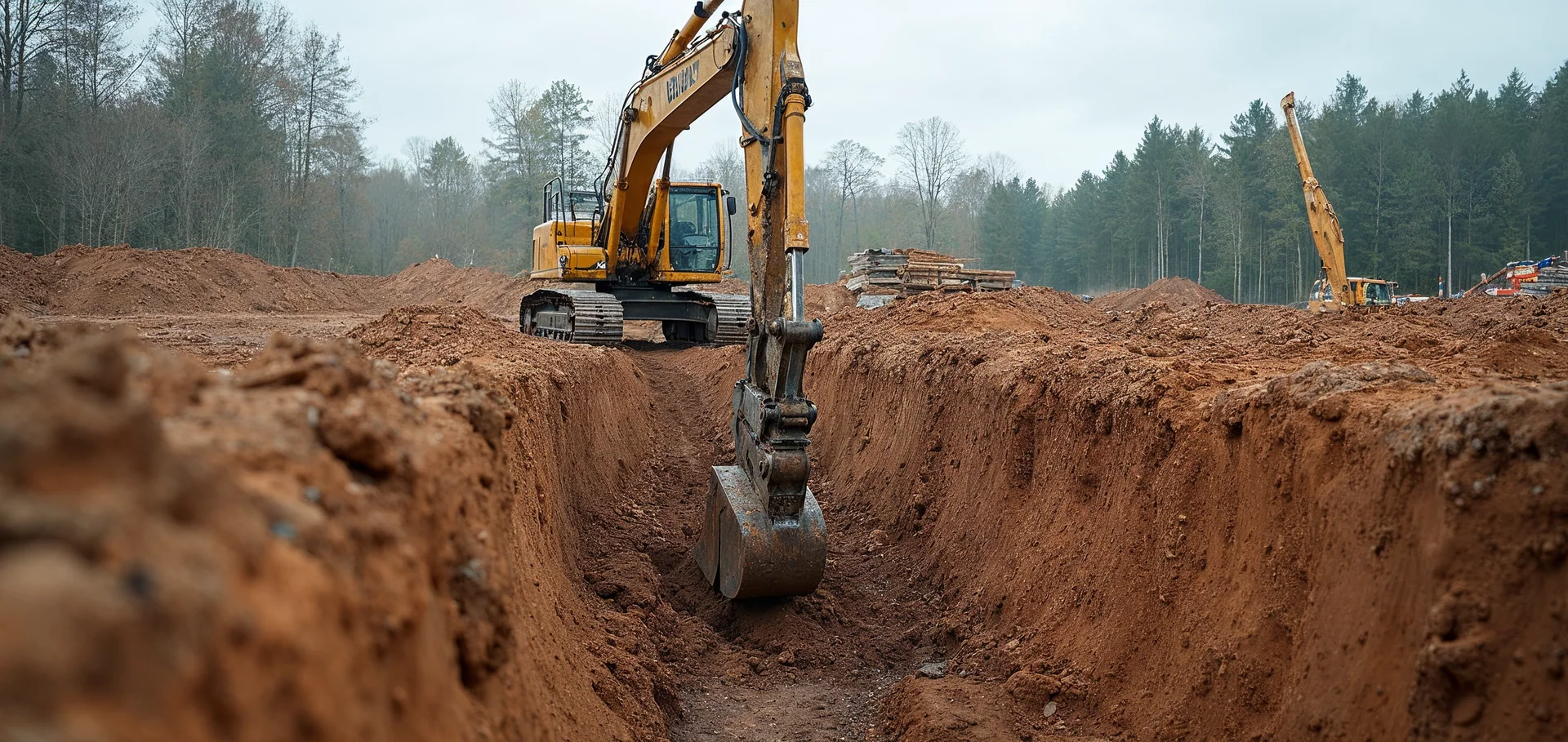 Wykop fundamentowy na działce budowlanej