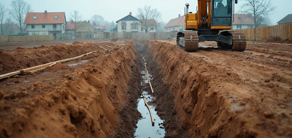 Wykop fundamentowy na działce budowlanej