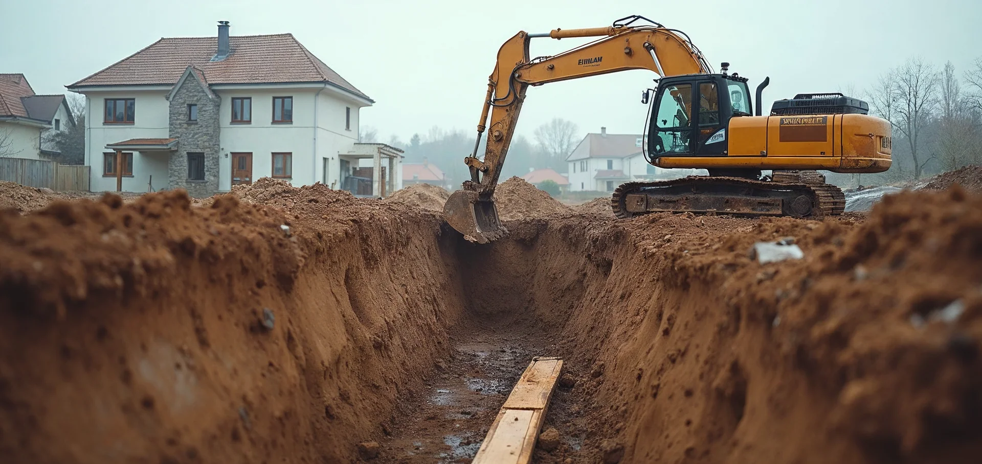 Wykop fundamentowy na działce budowlanej